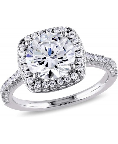 Round Cubic Zirconia Halo Statement Ring in Rhodium Flash Plated Sterling Silver $43.80 Statement