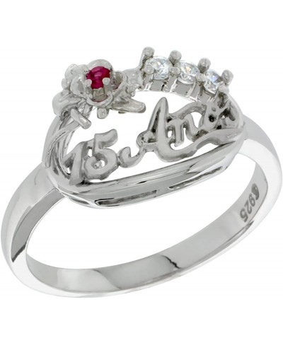 Sterling Silver Quinceanera 15 Anos Flower Ring CZ Stones Rhodium Finished 5/8 inch Wide Sizes 5-8 $26.94 Bands