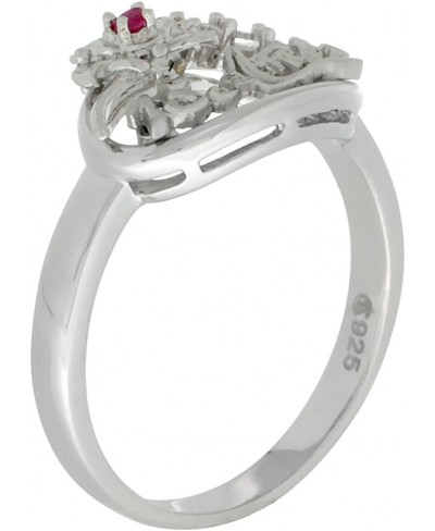 Sterling Silver Quinceanera 15 Anos Flower Ring CZ Stones Rhodium Finished 5/8 inch Wide Sizes 5-8 $26.94 Bands