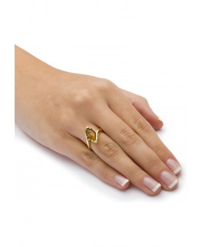 Gold-Plated Marquise Shaped Genuine Brown Tiger's Eye Bypass Ring $30.42 Statement