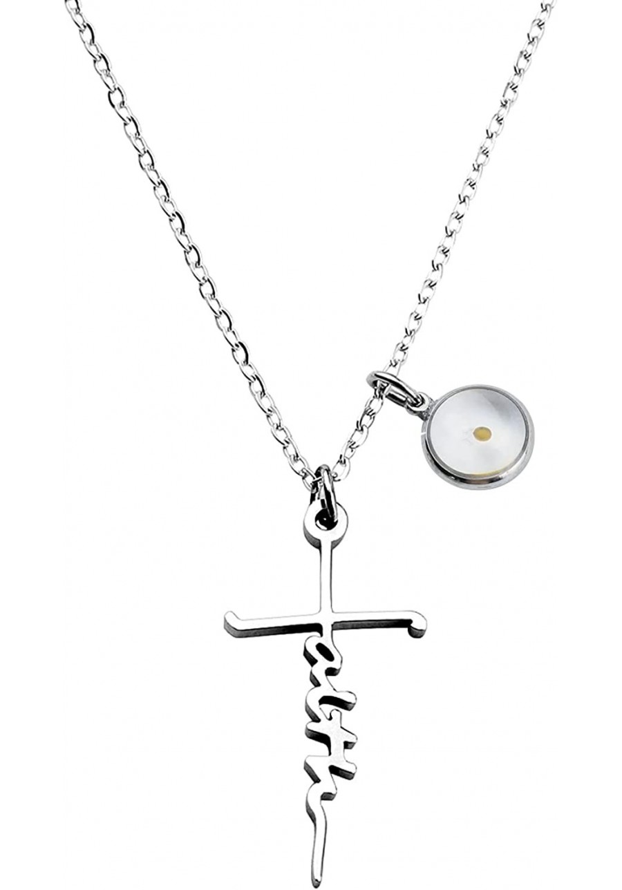 Faith Cross Mustard Seed Necklace Religious Jewelry Christian Gifts for Women Teen-Girls $10.58 Pendants & Coins