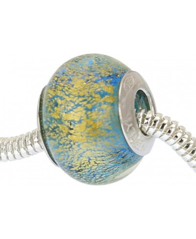 Murano Glass Sterling Silver Ca D'Oro Aqua Charm Bead $23.11 Charms & Charm Bracelets