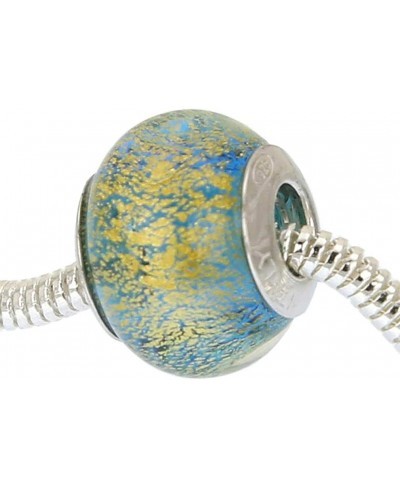 Murano Glass Sterling Silver Ca D'Oro Aqua Charm Bead $23.11 Charms & Charm Bracelets