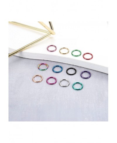 12 Pcs Septum Rings 316L Stainless Steel Cartilage Hoop Earrings Hinged Segment Clicker Septum Nose Rings Hoop Helix Daith Tr...