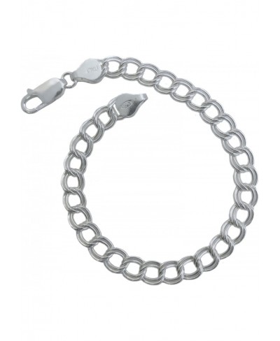 .925 Sterling Silver Italian Double Link Charm Bracelet 8" -5 mm Strong And Sturdy Links with Lobster Claw $25.20 Link