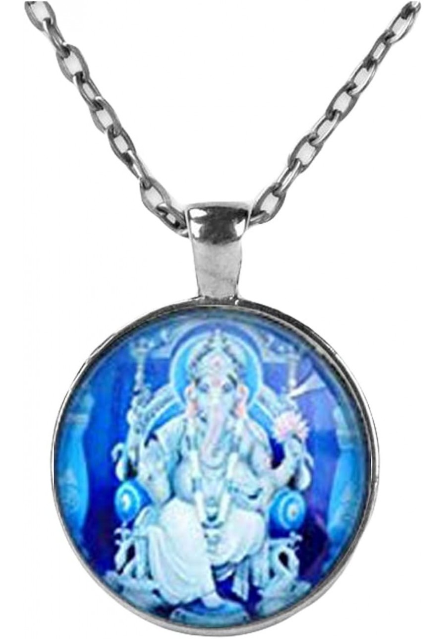 Alloy glass necklace Hindu God Ganesha Necklace Religious Jewelry Lord Ganesha Necklace Silver Ganesha Pendant Ganesha Elepha...