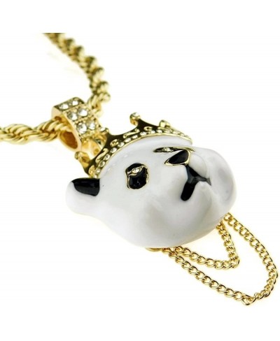 Crown Panda Rope Chain White Bear Bling Pendant Gold Finish Hip Hop Necklace 24" Inch $18.35 Pendant Necklaces