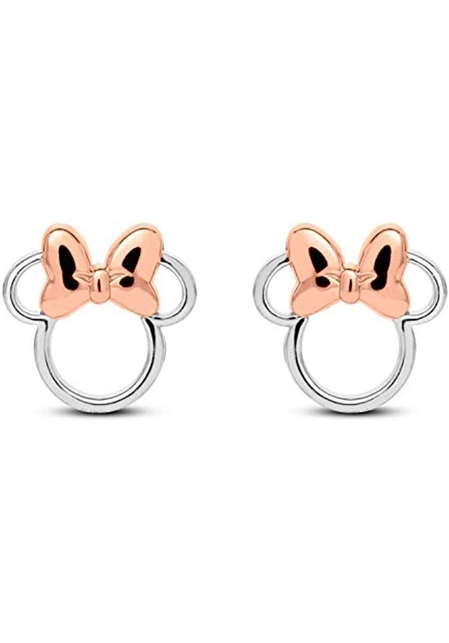 Two Tone Mickey Minnie Mouse Stud Earrings for Womens Girls Push Back 925 Sterling Silver $32.65 Stud