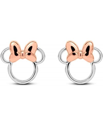 Two Tone Mickey Minnie Mouse Stud Earrings for Womens Girls Push Back 925 Sterling Silver $32.65 Stud