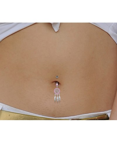 Multi Crystal Stone Mini Dream Catcher 925 Sterling Silver Belly Button Piercing Ring Jewelry $19.05 Piercing Jewelry