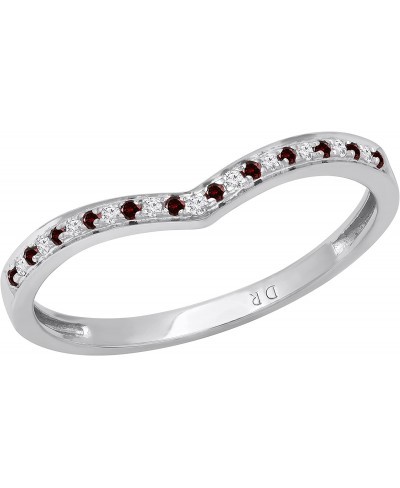 Round Gemstone & White Diamond Ladies Bridal Chevron Anniversary Wedding Band Sterling Silver $42.24 Anniversary Rings