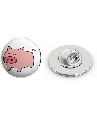 Cute Simple Kawaii Farm Pig Cartoon Emoji Round Metal 0.75" Lapel Pin Hat Shirt Pin Tie Tack Pinback $6.57 Brooches & Pins