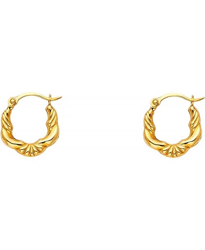 14k Yellow Gold Shell Fancy Hoop Earrings (12 x 12mm) $45.38 Hoop