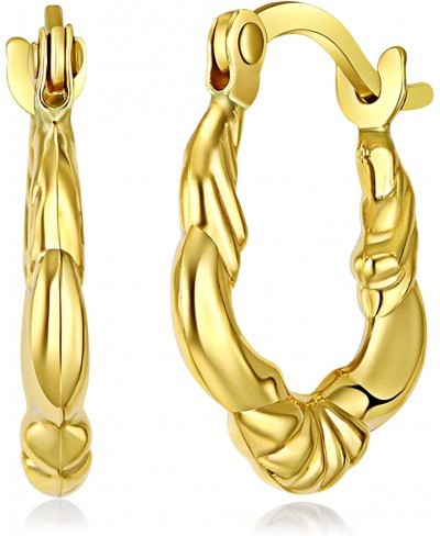 14k Yellow Gold Shell Fancy Hoop Earrings (12 x 12mm) $45.38 Hoop