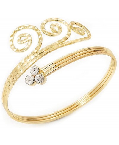 Gold Tone Textured Crystal 'Twirly' Upper Arm Bracelet Armlet - 28cm Long - Adjustable $23.85 Bangle