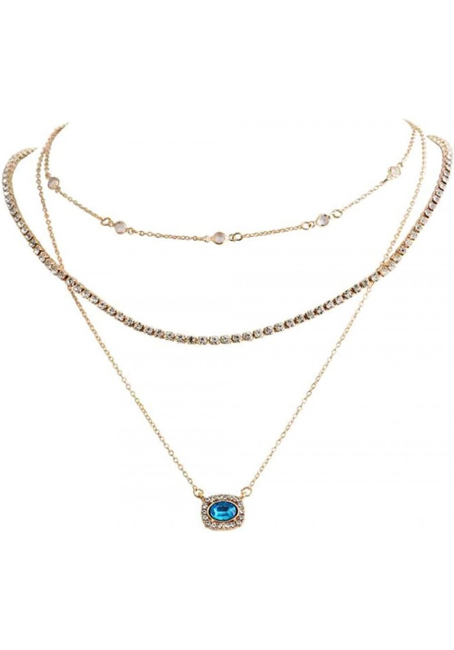 Layered Choker Necklace Crystal Choker Rhinestone Necklace Gemstone Pendant Necklace Diamond Choker for Women and Girls $22.1...