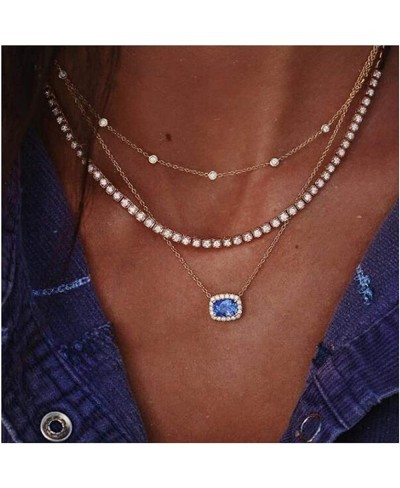 Layered Choker Necklace Crystal Choker Rhinestone Necklace Gemstone Pendant Necklace Diamond Choker for Women and Girls $22.1...