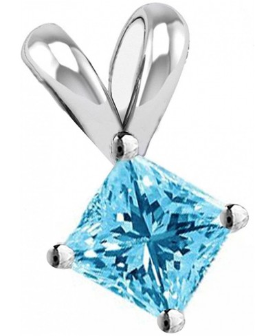 Solid Silver Solitaire 2.00 Carat Cubic Zirconia Princess Square Pendant $26.91 Y-Necklaces