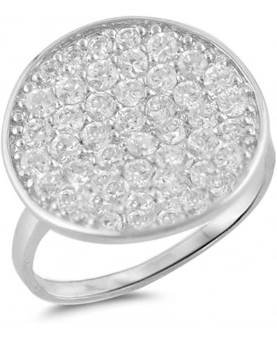 Circle Wide Micro Pave White CZ Unique Ring .925 Sterling Silver Band Sizes 5-9 $20.27 Bands