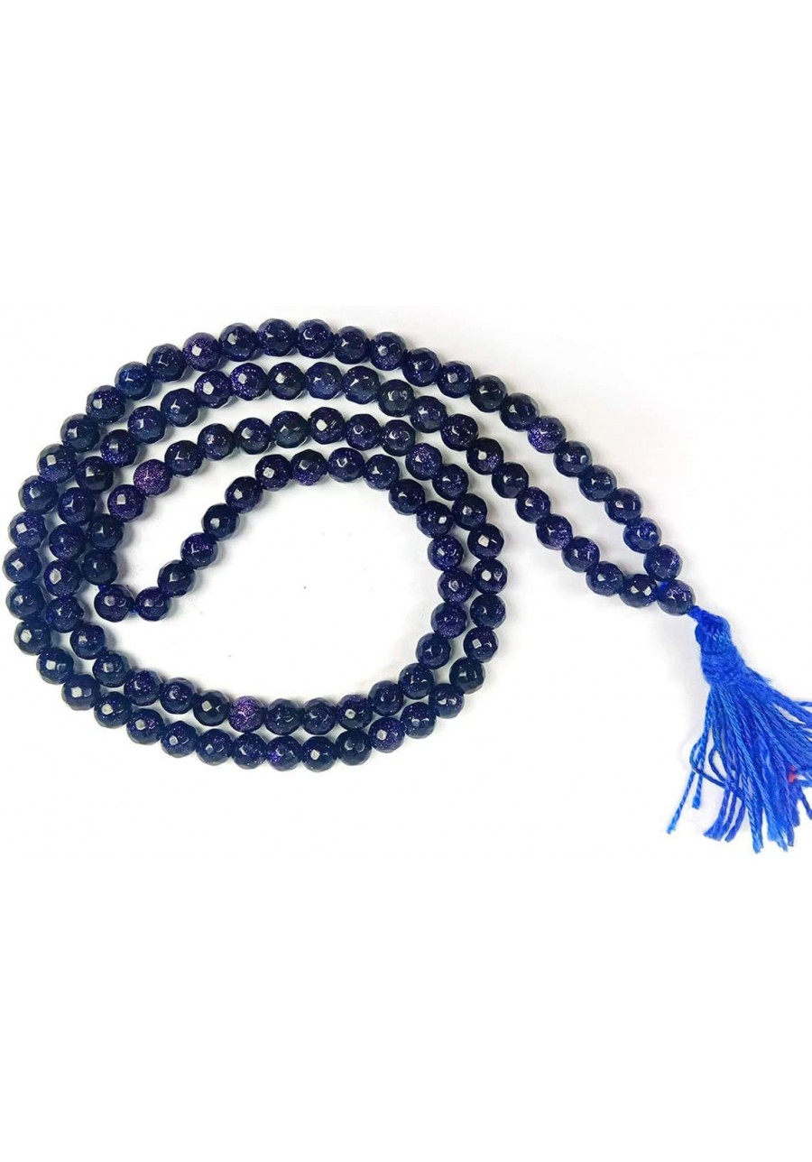 Blue Goldstone Mala/Necklace Diamond Cut 6 mm Crystal Stone Mala for Reiki Healing and Crystal Healing Stones (Color - Blue) ...