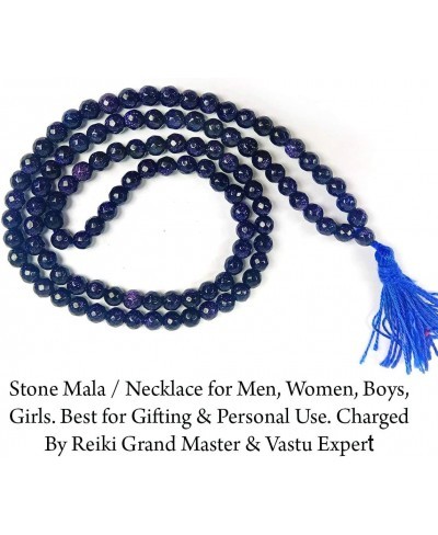 Blue Goldstone Mala/Necklace Diamond Cut 6 mm Crystal Stone Mala for Reiki Healing and Crystal Healing Stones (Color - Blue) ...