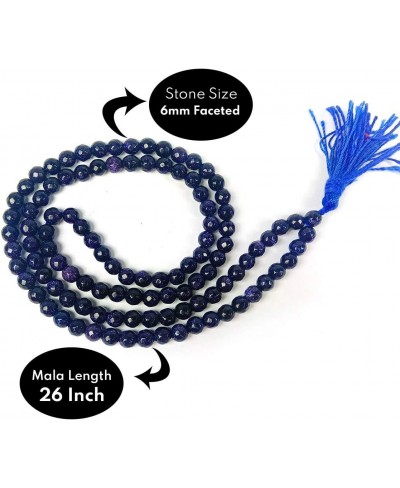 Blue Goldstone Mala/Necklace Diamond Cut 6 mm Crystal Stone Mala for Reiki Healing and Crystal Healing Stones (Color - Blue) ...