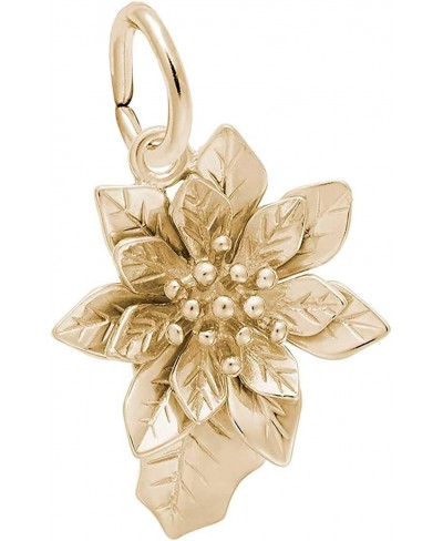 Poinsettia Charm Gold Plated Silver $32.43 Charms & Charm Bracelets