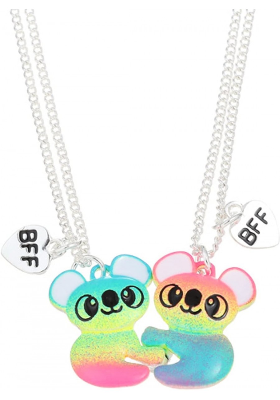 2Pcs BFF Koala Magnetic Pendant Necklace Rainbow Color Koala Dinosaur Animal Charm Necklace for Women Girls Friendship Memori...