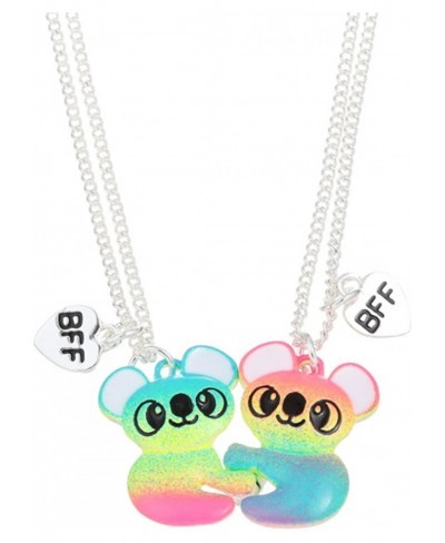 2Pcs BFF Koala Magnetic Pendant Necklace Rainbow Color Koala Dinosaur Animal Charm Necklace for Women Girls Friendship Memori...