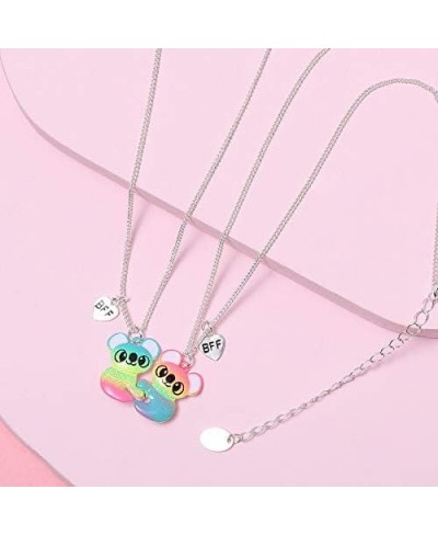 2Pcs BFF Koala Magnetic Pendant Necklace Rainbow Color Koala Dinosaur Animal Charm Necklace for Women Girls Friendship Memori...