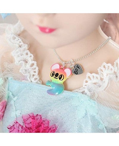 2Pcs BFF Koala Magnetic Pendant Necklace Rainbow Color Koala Dinosaur Animal Charm Necklace for Women Girls Friendship Memori...