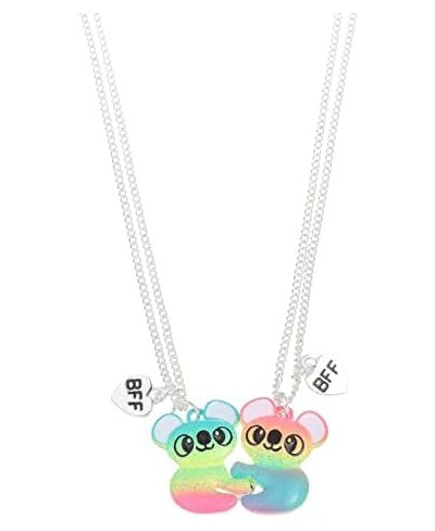 2Pcs BFF Koala Magnetic Pendant Necklace Rainbow Color Koala Dinosaur Animal Charm Necklace for Women Girls Friendship Memori...