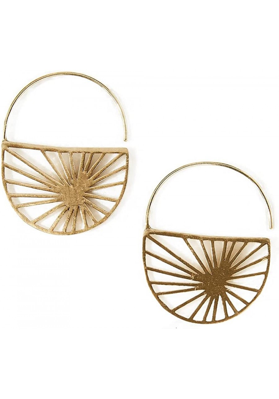 Women's Handmade Brass Hoop Earrings $40.09 Hoop