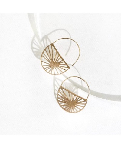 Women's Handmade Brass Hoop Earrings $40.09 Hoop