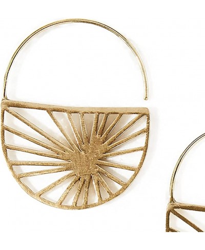 Women's Handmade Brass Hoop Earrings $40.09 Hoop