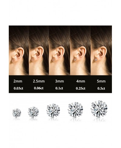 5 Pairs Stainless Steel Earrings set Cubic Zirconia Stud Earrings for Women Men Tiny Lab diamond Earrings Studs Helix Cartila...