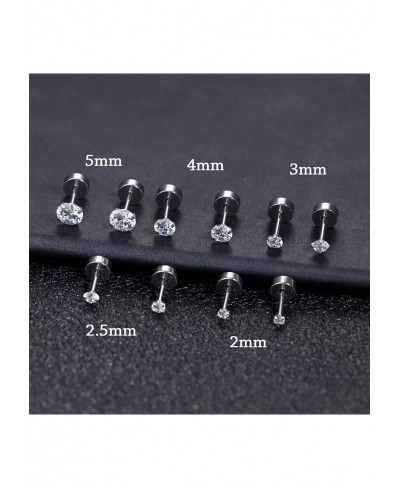 5 Pairs Stainless Steel Earrings set Cubic Zirconia Stud Earrings for Women Men Tiny Lab diamond Earrings Studs Helix Cartila...