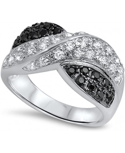 Twist Ring White Black Simulated CZ New .925 Sterling Silver Cluster Band Sizes 5-10 $35.15 Bands