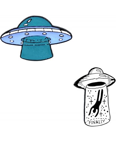 2Pcs Creative Alien UFO Abduction Enamel Pin Brooch Collar Tips Badge Lapel Pin Backpack Hat Shirt Décor $9.53 Brooches & Pins