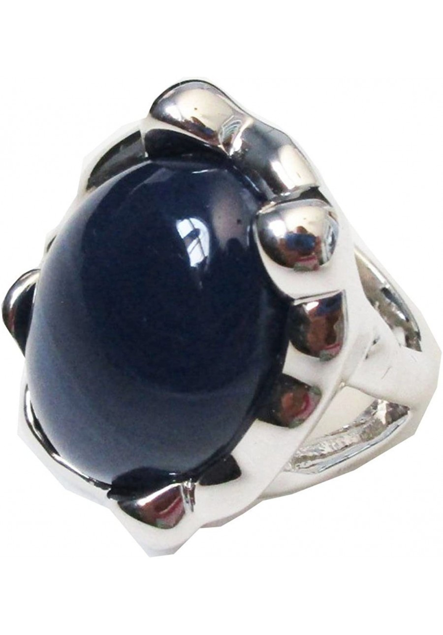 Pool Ring in Navy Blue Silver Rhodium $6.09 Statement