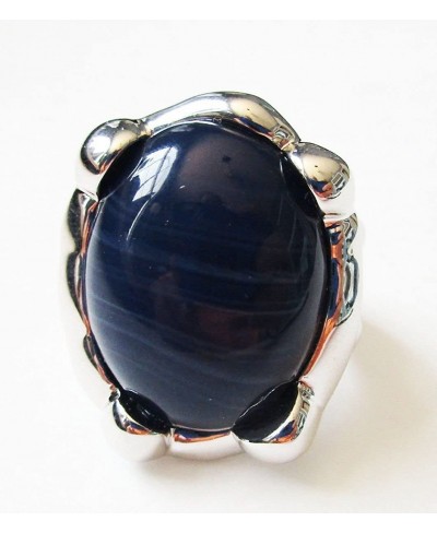 Pool Ring in Navy Blue Silver Rhodium $6.09 Statement