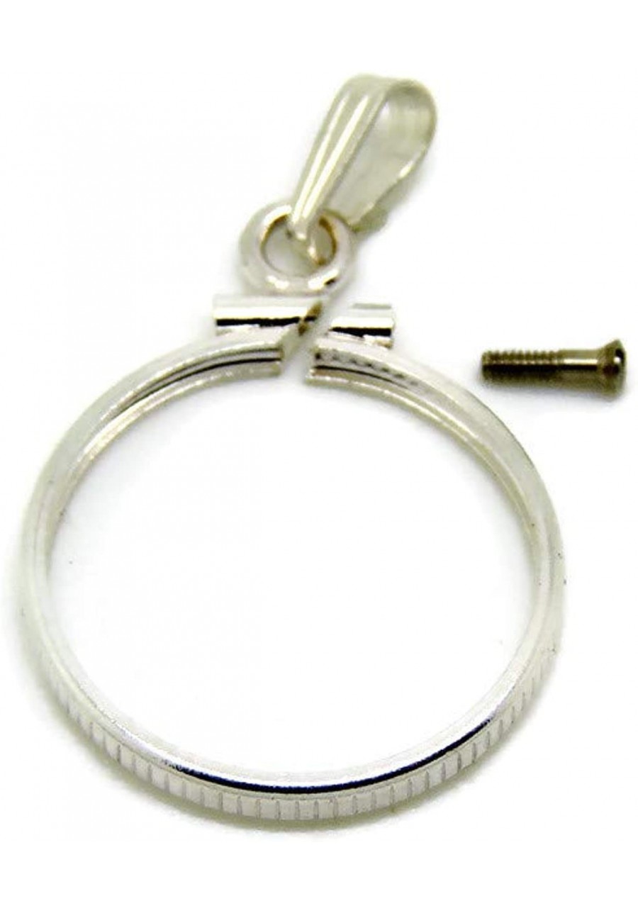 Solid Sterling Silver Coin Holder Bezel Charm Pendant $34.10 Pendants & Coins