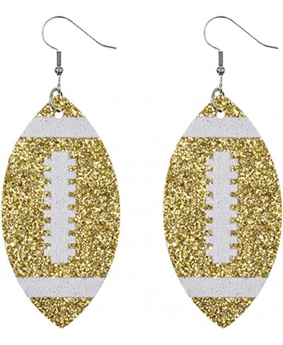 Glitter Faux Leather Football Drop Dangle Earrings for Women Girls Gift Accessories Football Jewelry for Moms $5.64 Drop & Da...