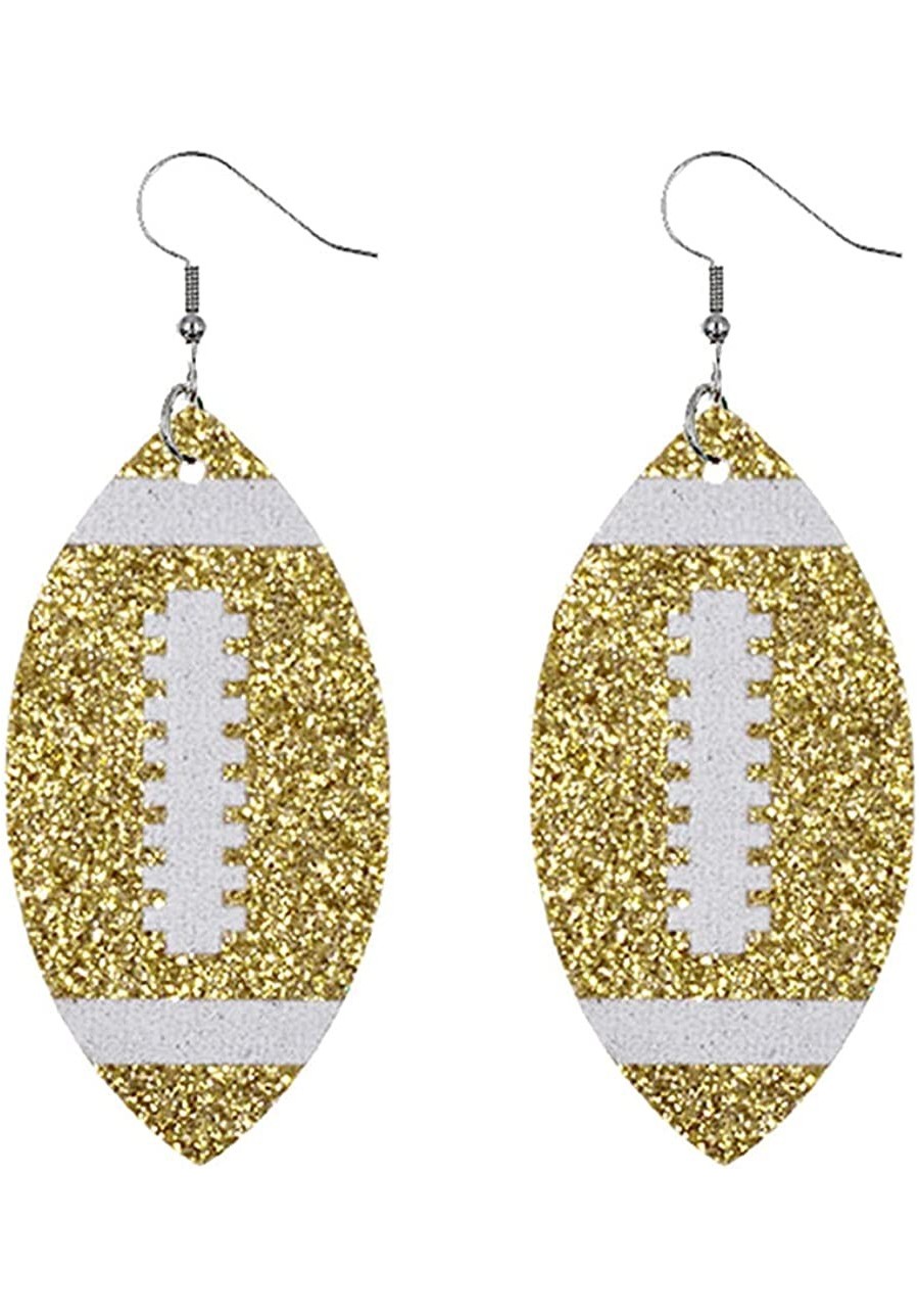 Glitter Faux Leather Football Drop Dangle Earrings for Women Girls Gift Accessories Football Jewelry for Moms $5.64 Drop & Da...