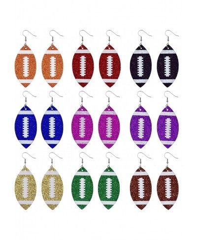 Glitter Faux Leather Football Drop Dangle Earrings for Women Girls Gift Accessories Football Jewelry for Moms $5.64 Drop & Da...