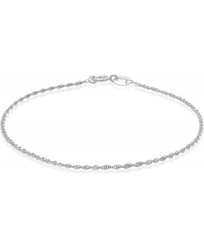 Sterling Silver 1mm Loose Rope Link Chain Bracelet for Women Size 7.25" Italy $11.99 Link