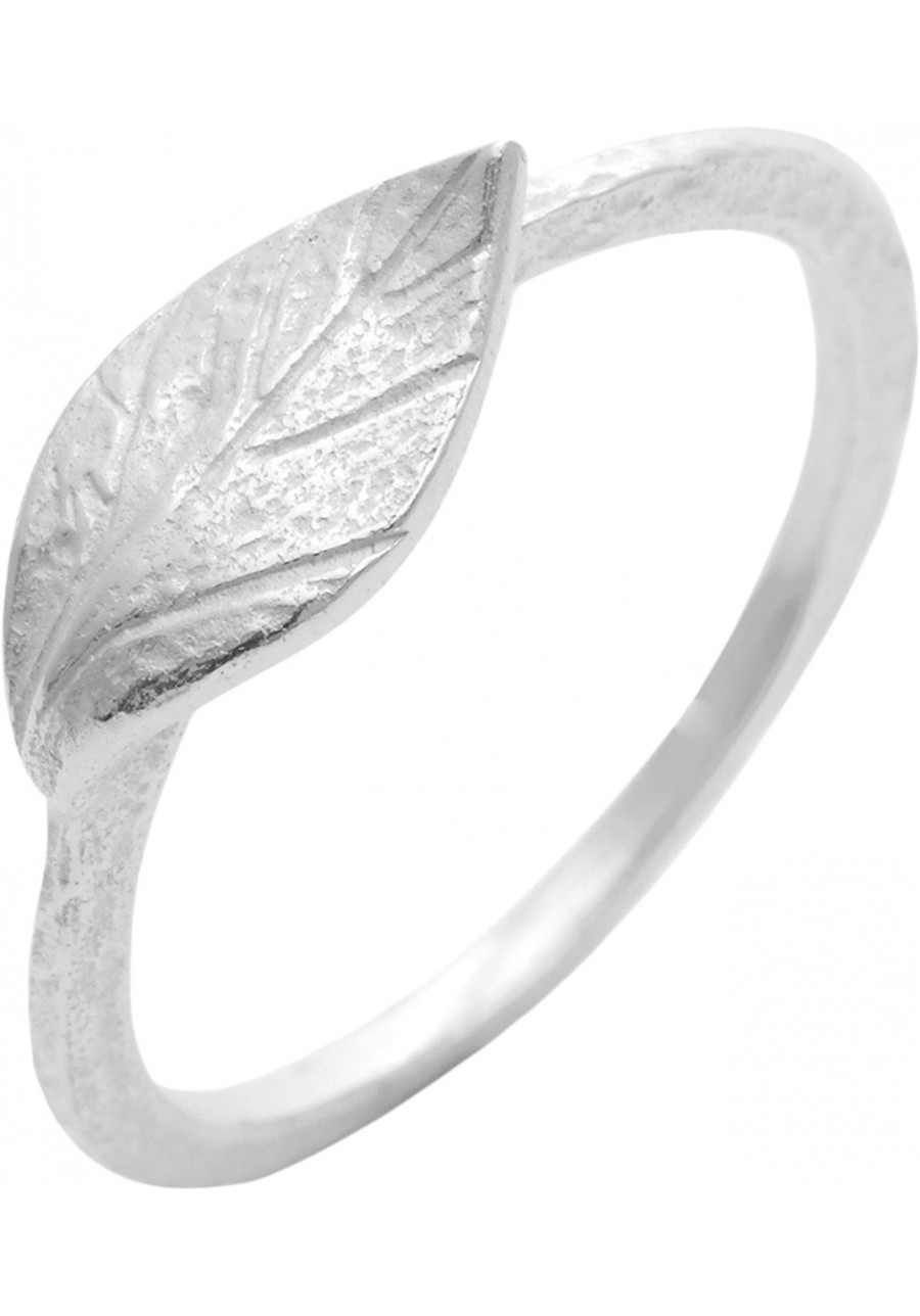 Women's 925 Sterling Silver Satin Finish Textured Leaf Band Ring $36.72 Bands