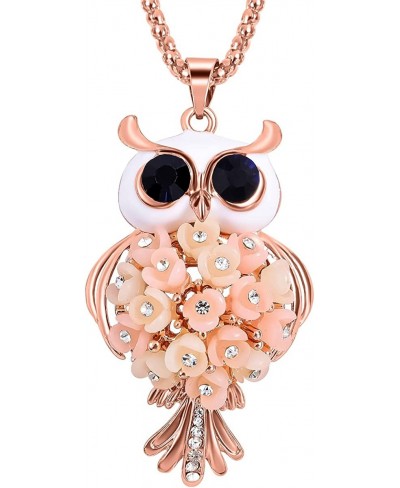 Rosetone Resin White Chain Owl Pendant Crystal Necklace Jewelry Set for Women Size 28 $12.10 Pendant Necklaces