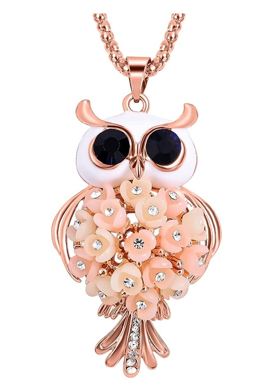 Rosetone Resin White Chain Owl Pendant Crystal Necklace Jewelry Set for Women Size 28 $12.10 Pendant Necklaces