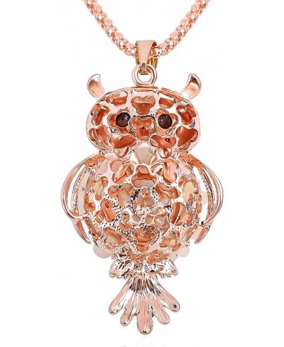 Rosetone Resin White Chain Owl Pendant Crystal Necklace Jewelry Set for Women Size 28 $12.10 Pendant Necklaces